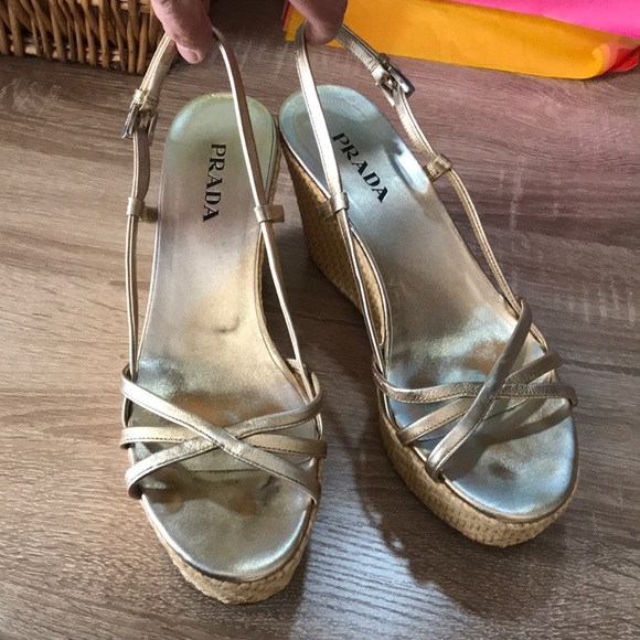 🔥Prada Metallic Espadrilles FREE SHIPPING - Picture 3 of 13